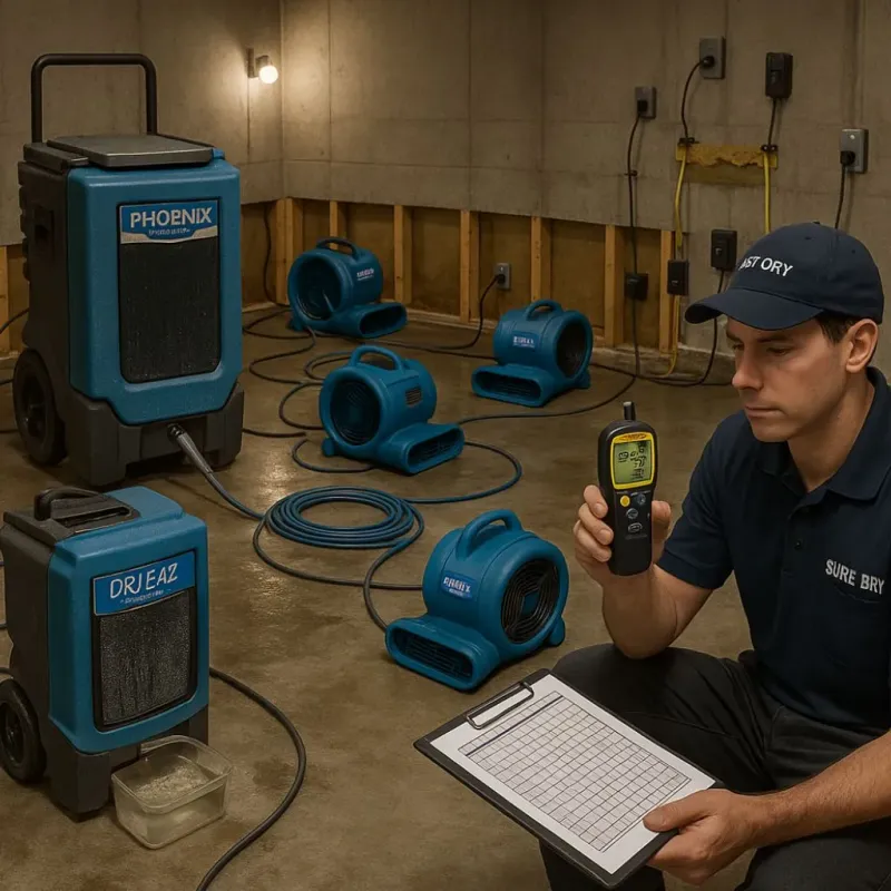 Structural Drying and Dehumidification process in Portageville, MO